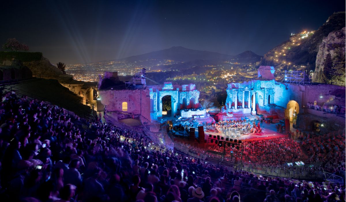 Greek Theatre in Taormina, Sicily, Italy; photograph by Vincent Mosch
